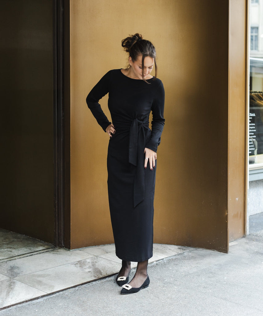 Long Sleeve Jersey Knot Dress Miaki Swiss Made Womenswear