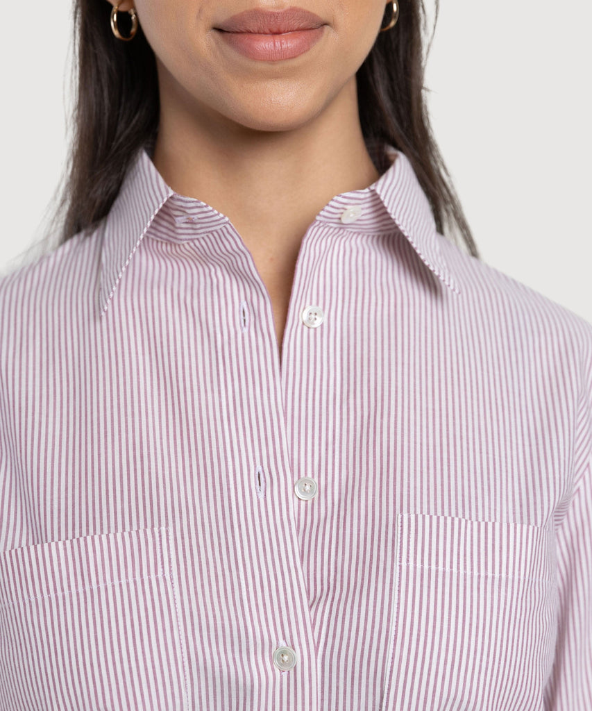 Long Cotton Stripe Shirt Dress Miaki Swiss Made Womenswear