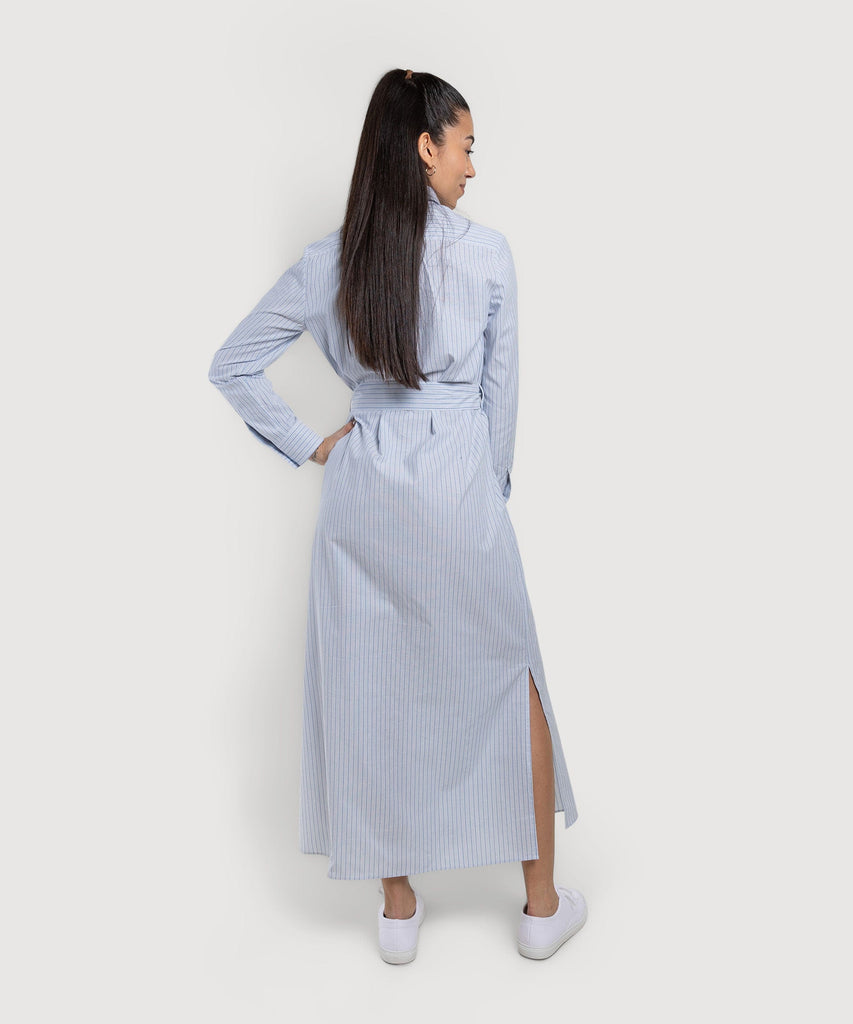 Long Cotton Stripe Shirt Dress Miaki Swiss Made Womenswear
