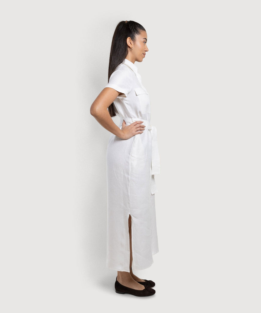 Long Short Sleeve Linen Shirt Dress Miaki Swiss Made Womenswear