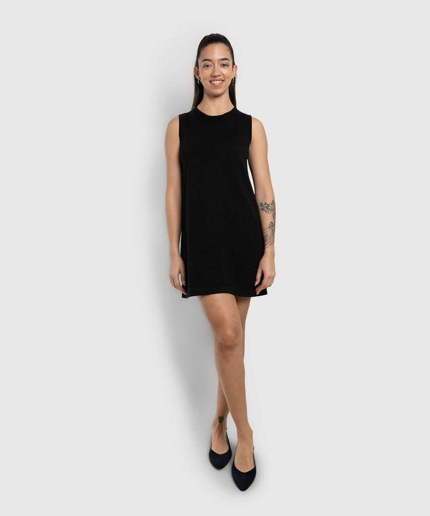 Black / XS Short Knitted Cotton Dress Miaki Swiss Made Womenswear