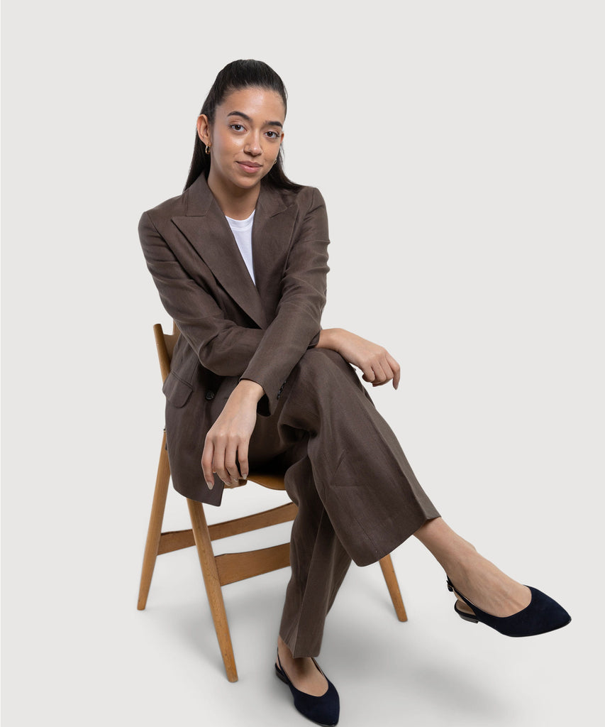 Double Breast Linen Blazer Miaki Swiss Made Womenswear