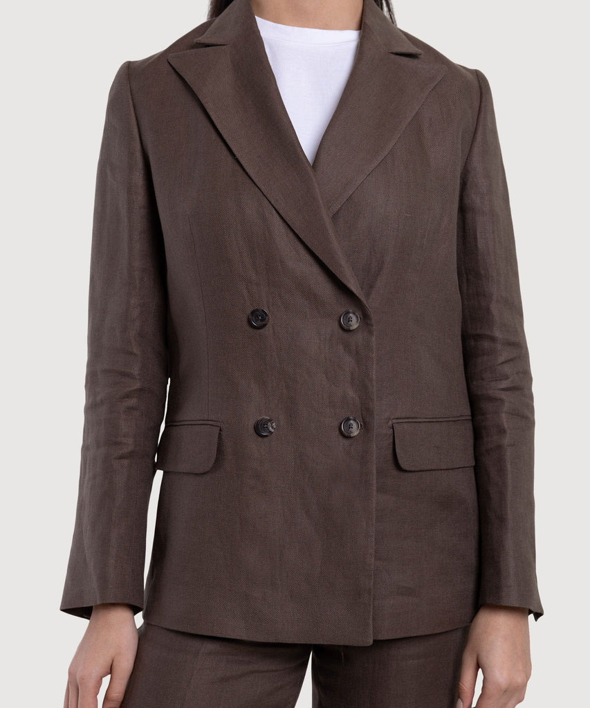 Double Breast Linen Blazer Miaki Swiss Made Womenswear