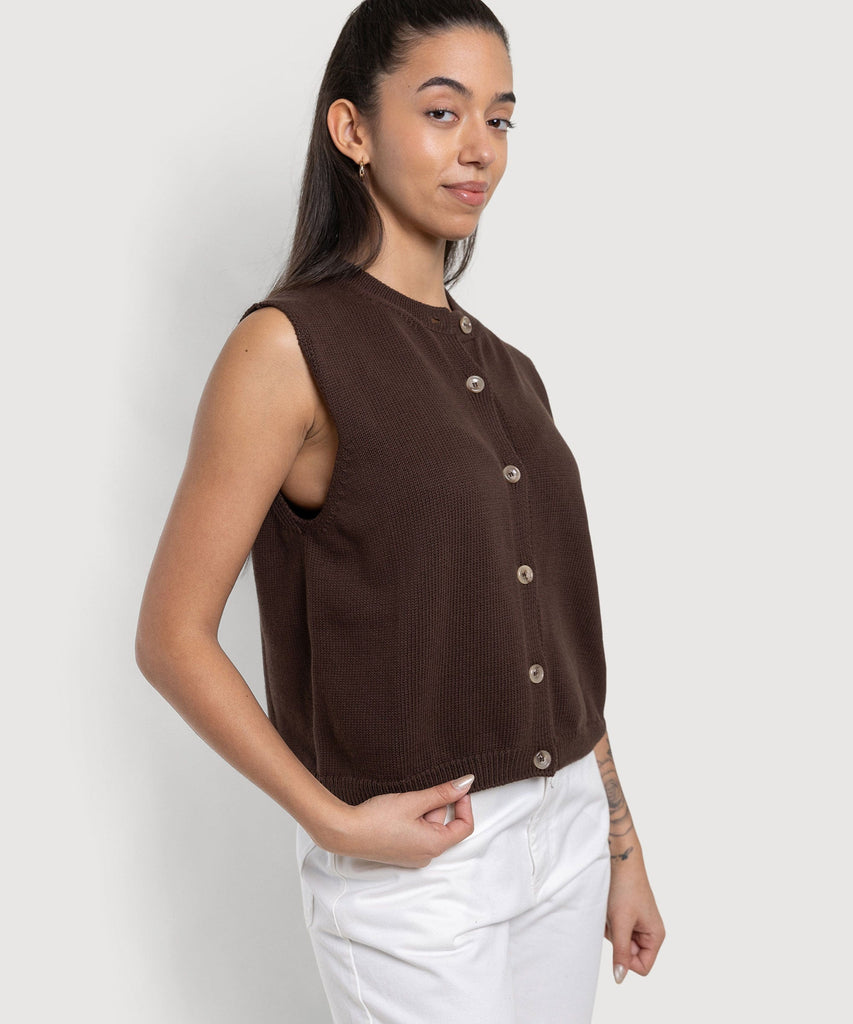 Knitted Cotton Vest Miaki Swiss Made Womenswear
