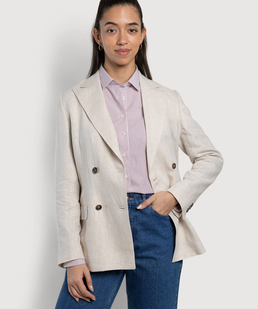 Double Breast Linen Blazer Miaki Swiss Made Womenswear