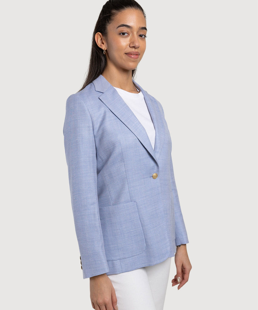 Relaxed Wool Silk Herringbone Blazer Miaki Swiss Made Womenswear
