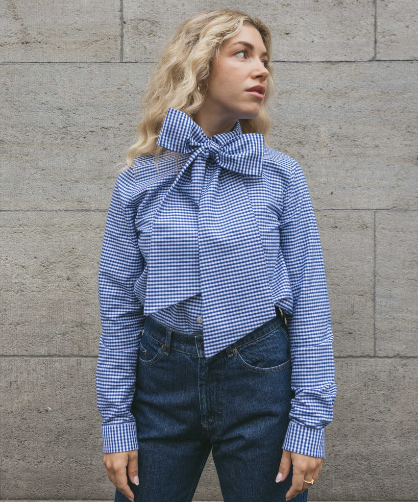 Everyday Check Shirt with Bow Miaki Swiss Made Womenswear