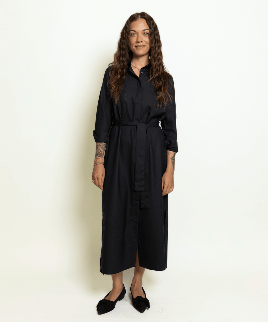 Long Wool Shirt Dress Miaki Swiss Made Womenswear