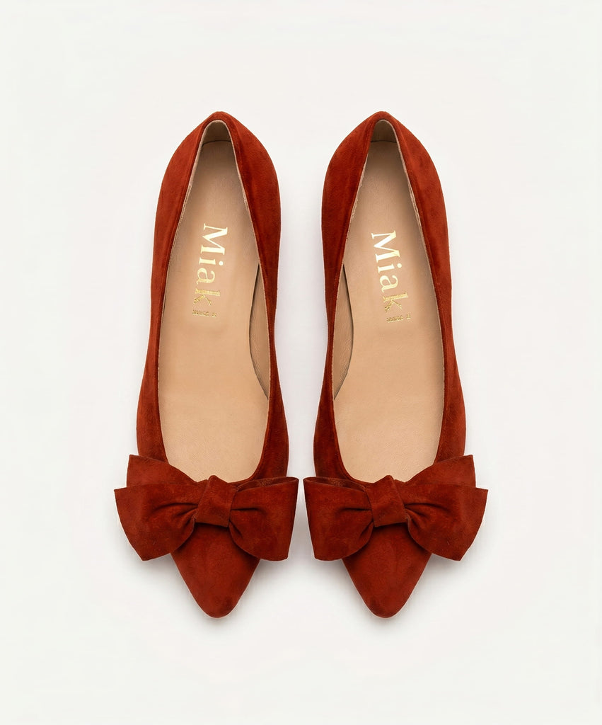 Suede Bow Flats Miaki Swiss Made Womenswear