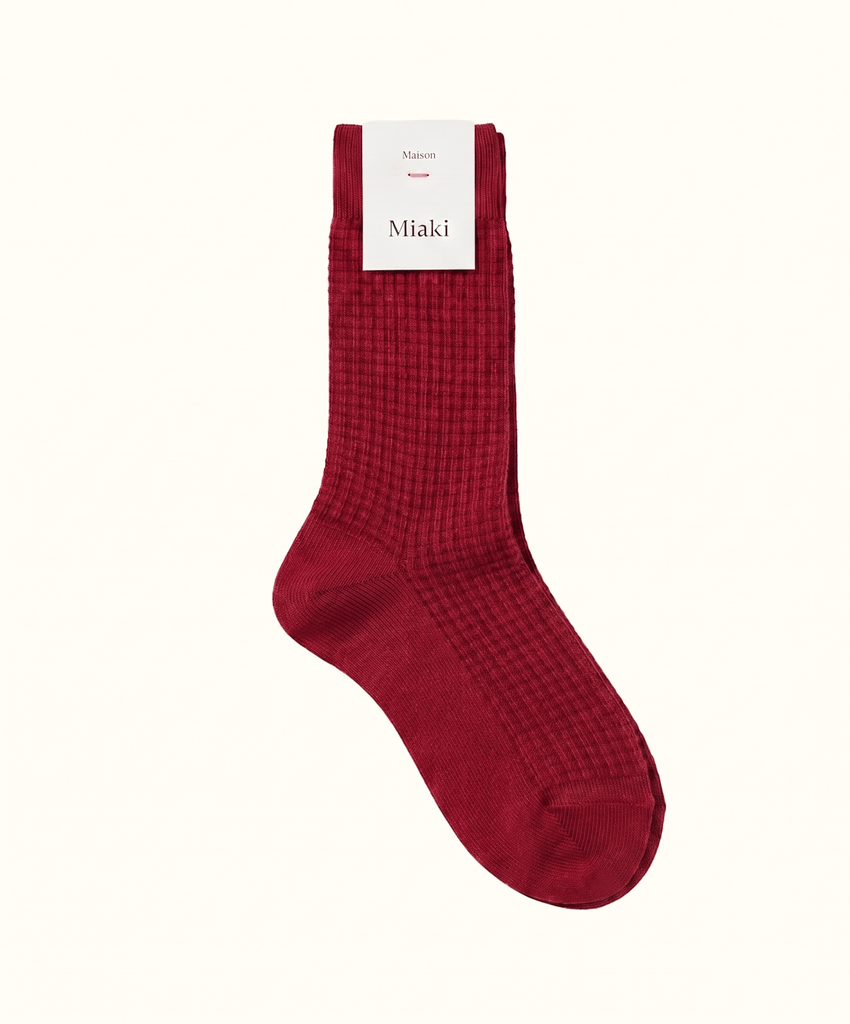 Red / 36/38 Structured Wool Socks Miaki Swiss Made Womenswear