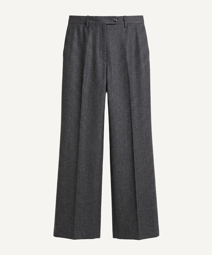 Wide Leg Flannel Trousers