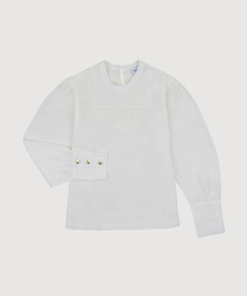 Off White / XS Longsleeve Silk Top Miaki Swiss Made Womenswear