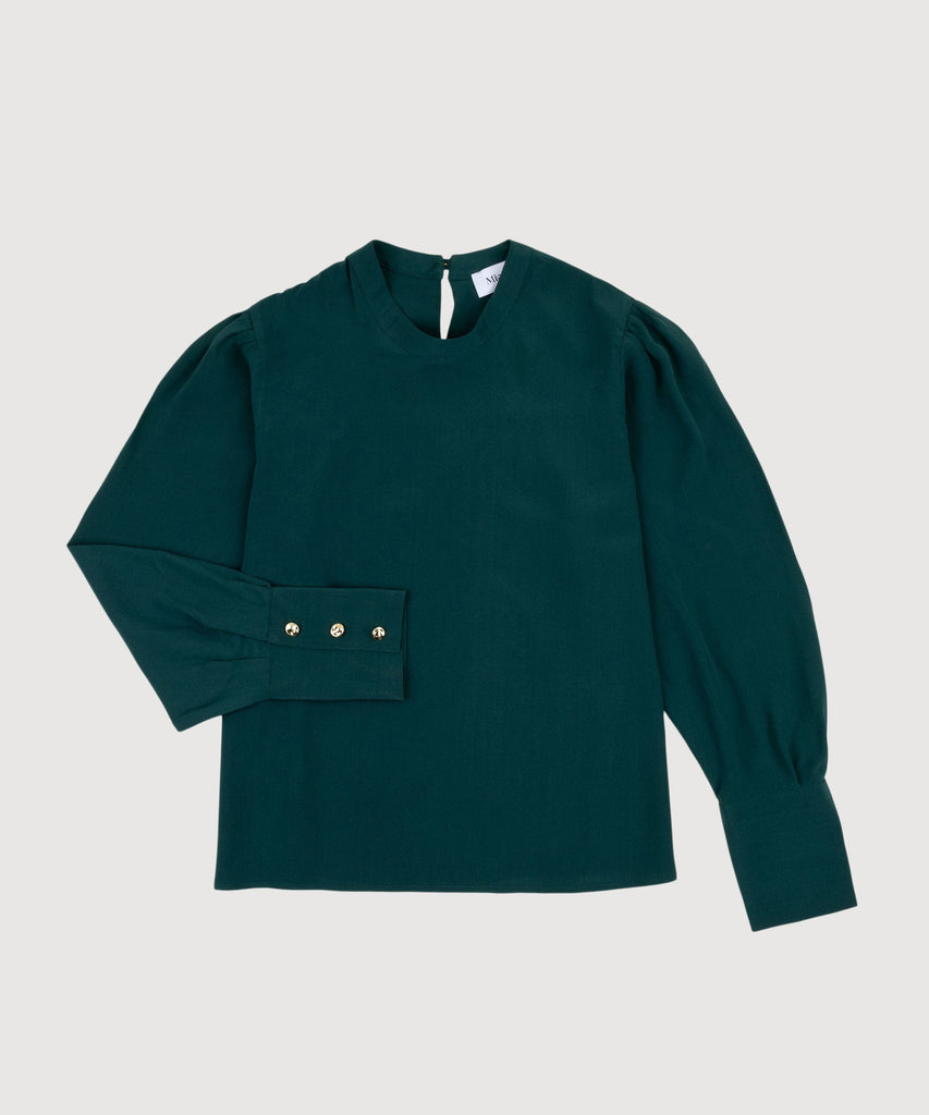 Green / XS Longsleeve Silk Top Miaki Swiss Made Womenswear