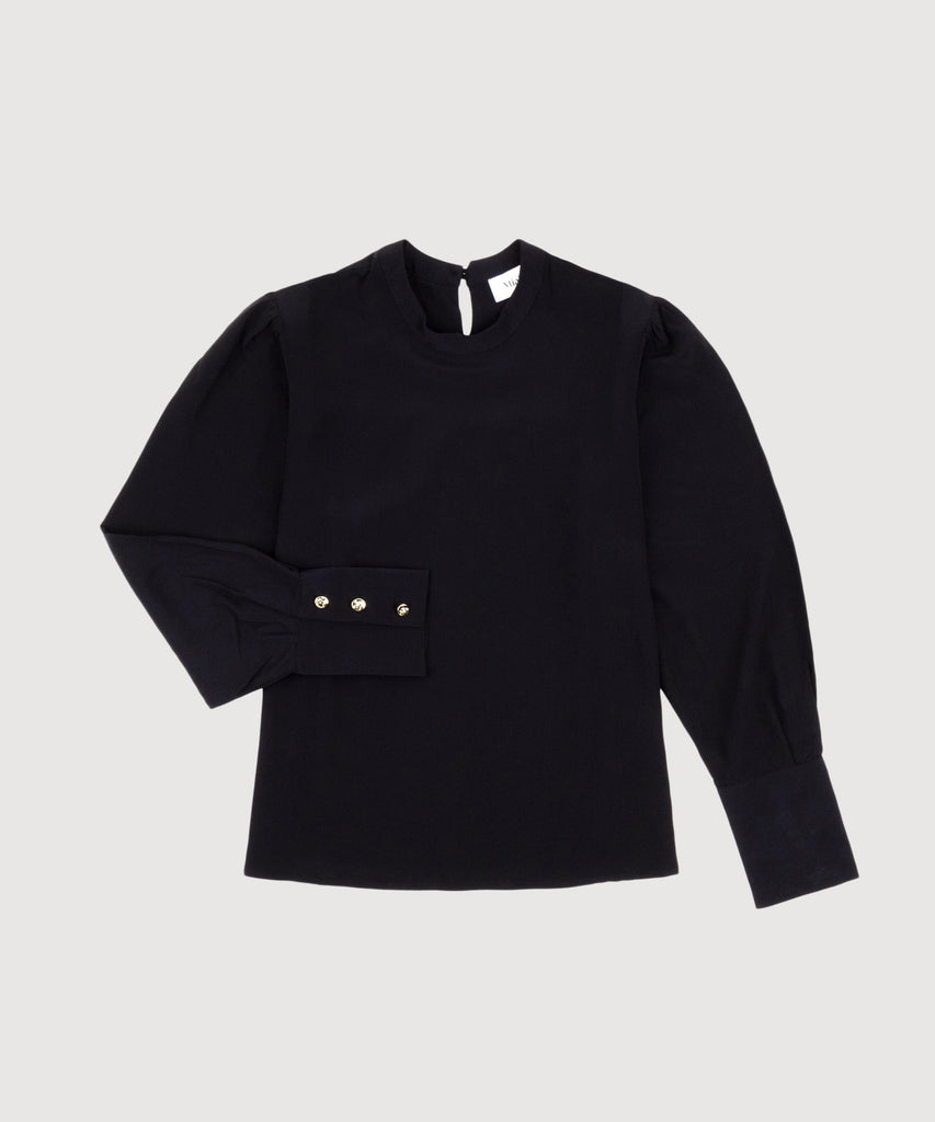 Black / XS Longsleeve Silk Top Miaki Swiss Made Womenswear