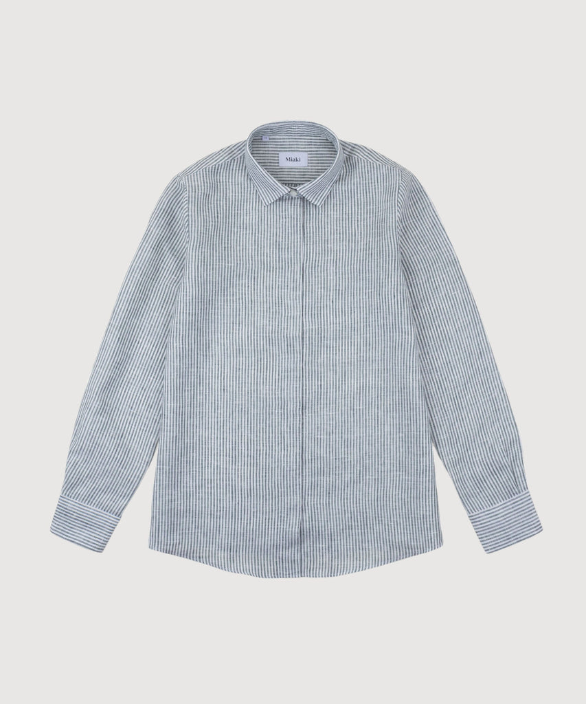 Striped Relaxed Linen Shirt Miaki Swiss Made Womenswear