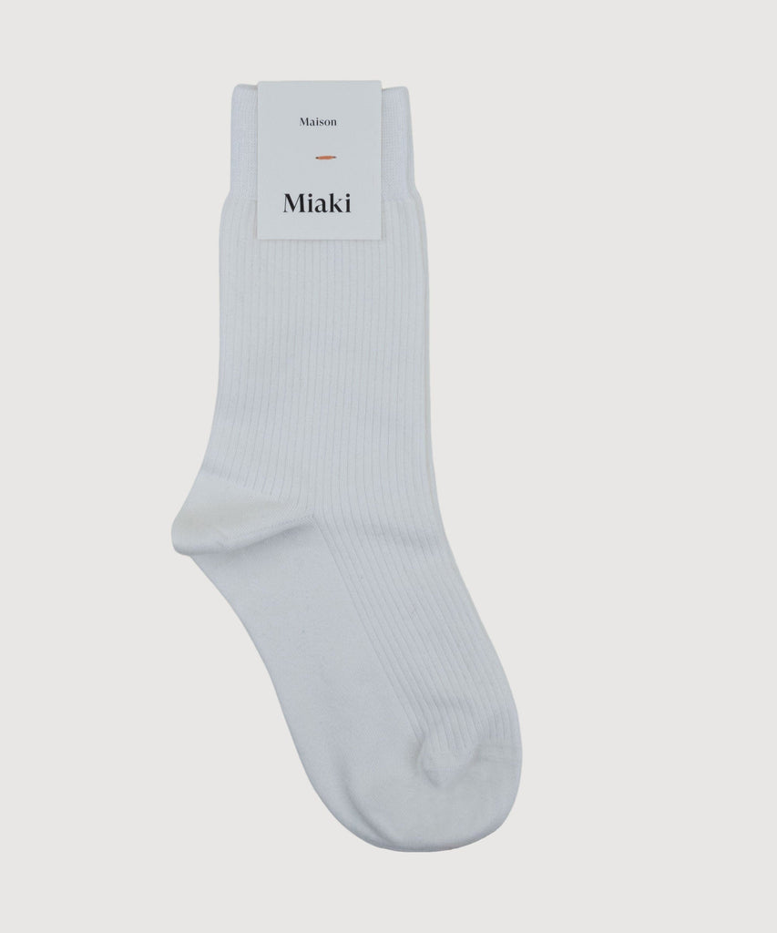 White / 36/38 Ribbed Cotton Socks Miaki Swiss Made Womenswear