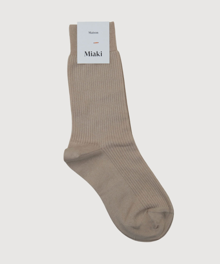 Beige / 36/38 Ribbed Cotton Socks Miaki Swiss Made Womenswear