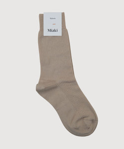 Beige / 36/38 Ribbed Cotton Socks Miaki Swiss Made Womenswear