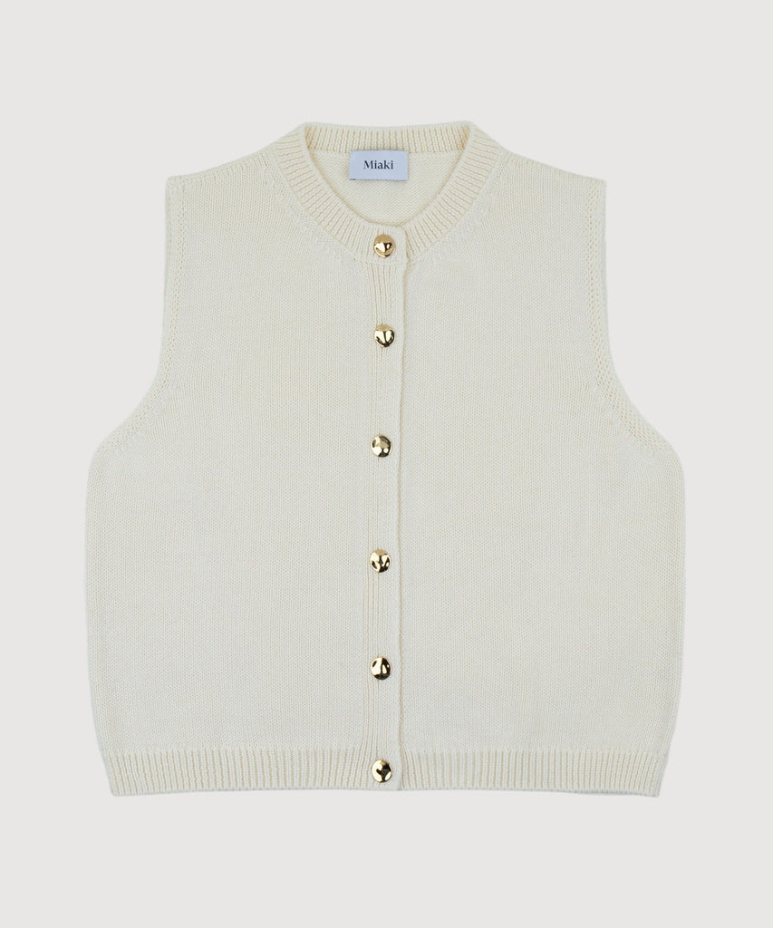 Ivory / XS Knitted Cotton Vest Miaki Swiss Made Womenswear