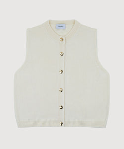 Ivory / XS Knitted Cotton Vest Miaki Swiss Made Womenswear