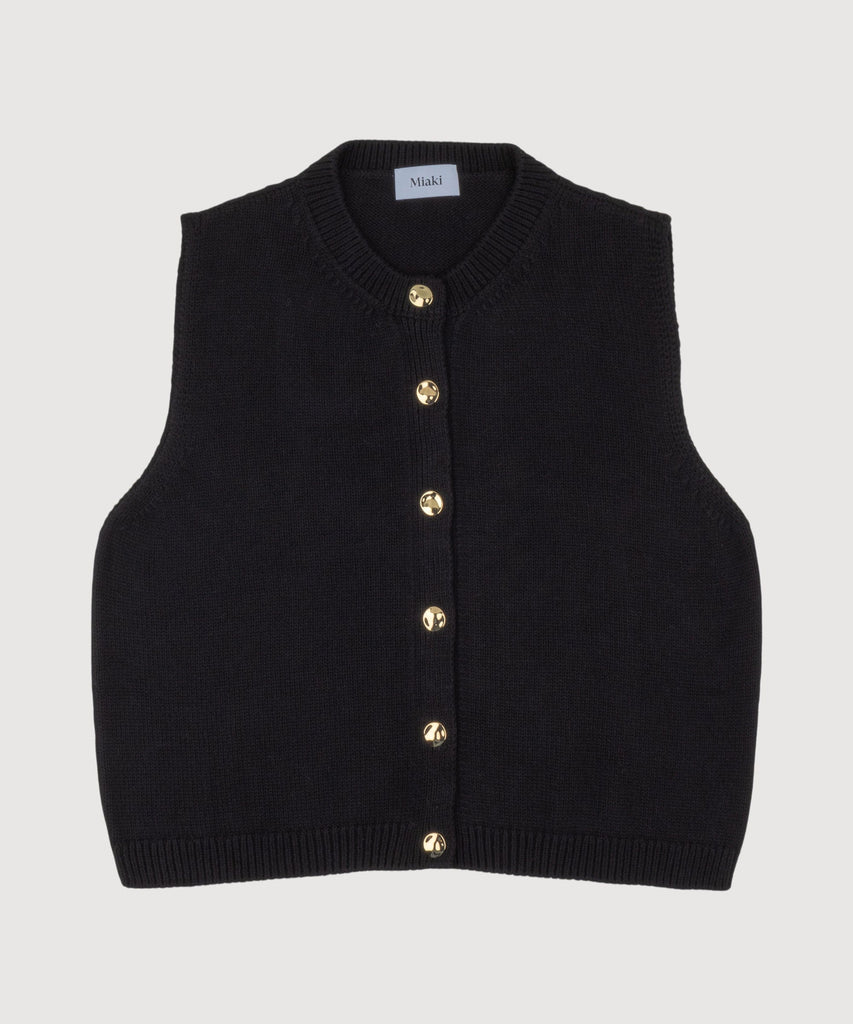 Black / XS Knitted Cotton Vest Miaki Swiss Made Womenswear