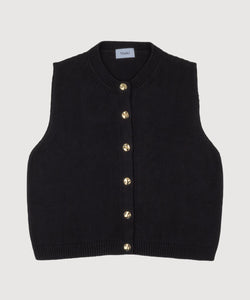 Black / XS Knitted Cotton Vest Miaki Swiss Made Womenswear