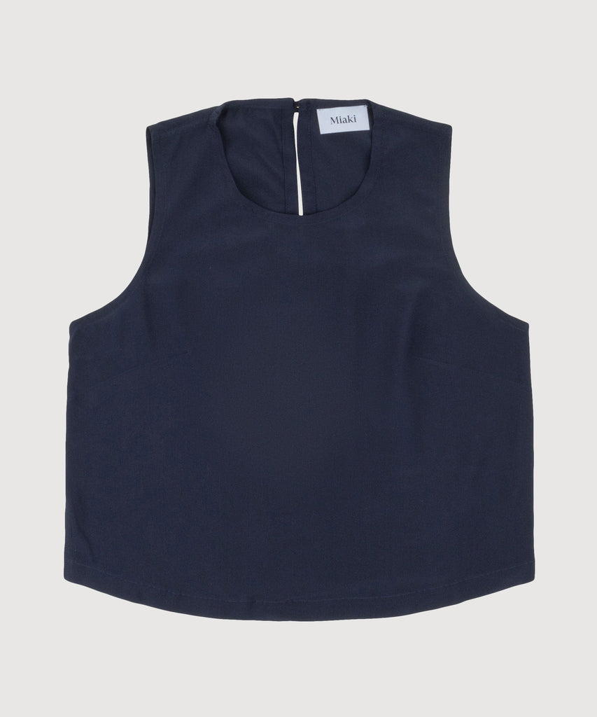 Navy / 34 Sleeveless Silk Top Miaki Swiss Made Womenswear