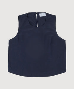 Navy / 34 Sleeveless Silk Top Miaki Swiss Made Womenswear