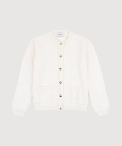 Ivory / XS Knitted Cotton Pocket Cardigan Miaki Swiss Made Womenswear