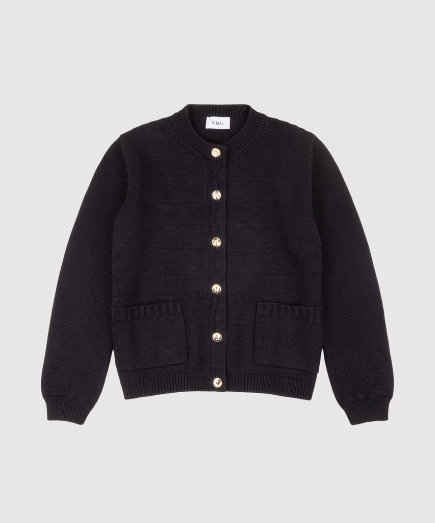Black / XS Knitted Cotton Pocket Cardigan Miaki Swiss Made Womenswear