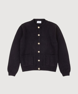 Black / XS Knitted Cotton Pocket Cardigan Miaki Swiss Made Womenswear