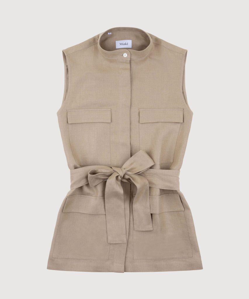 Beige / 34 Sleeveless Safari Shirt Miaki Swiss Made Womenswear