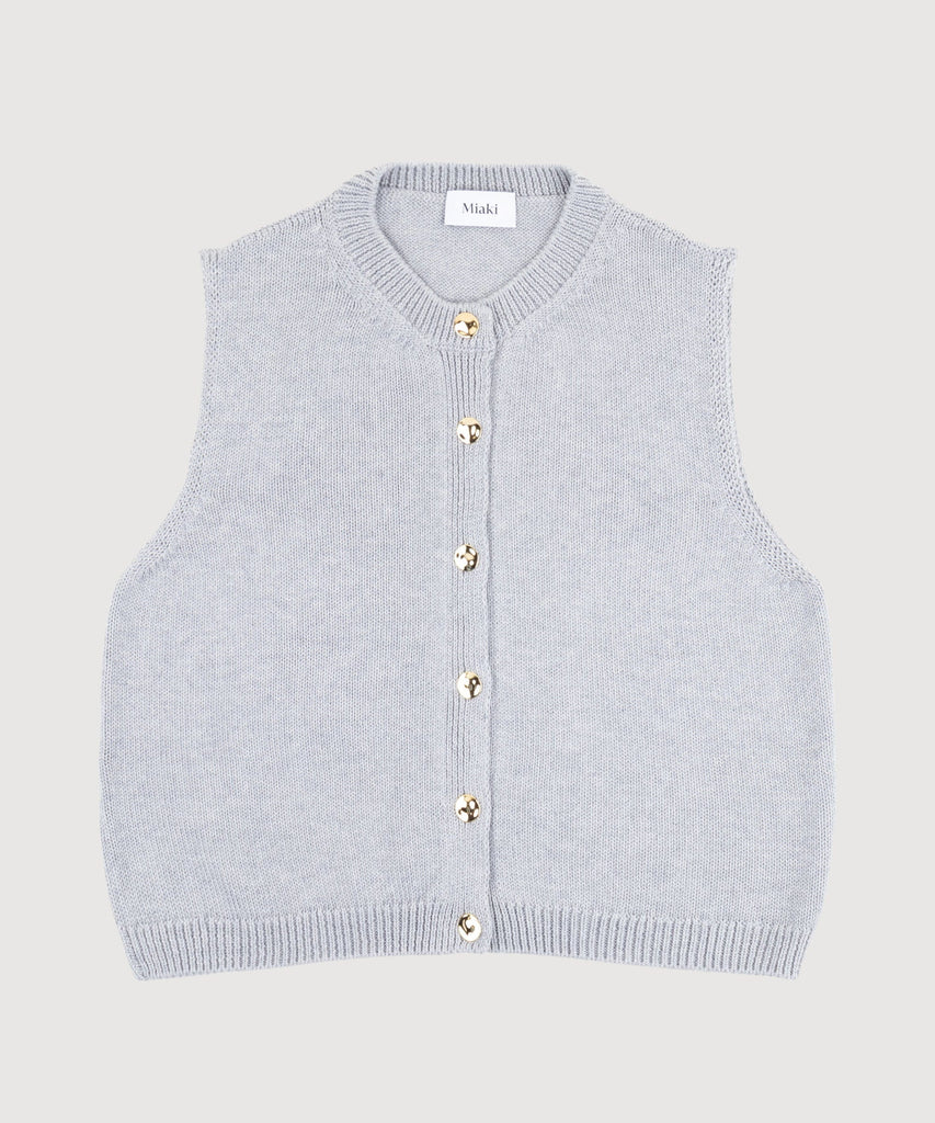 Grey / XS Knitted Cotton Vest Miaki Swiss Made Womenswear