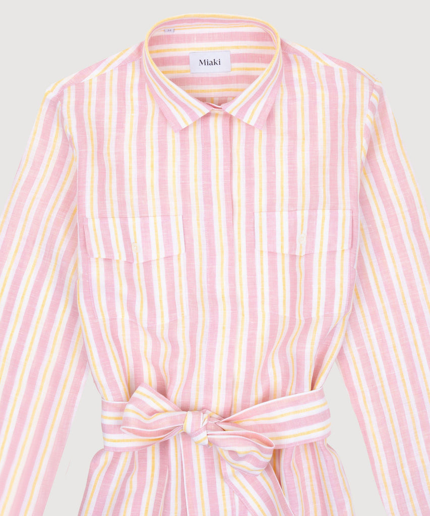 Striped Linen Shirt Dress Miaki Swiss Made Womenswear