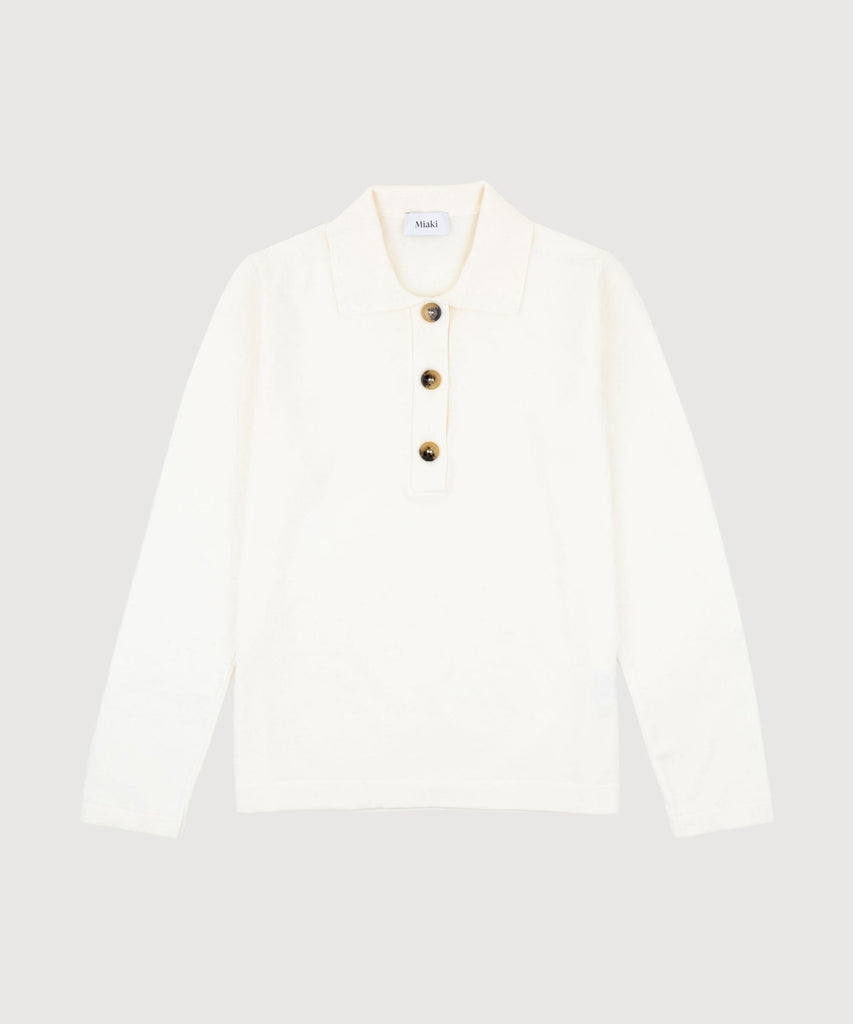 Cream / XS Polo Cotton Sweater Miaki Swiss Made Womenswear