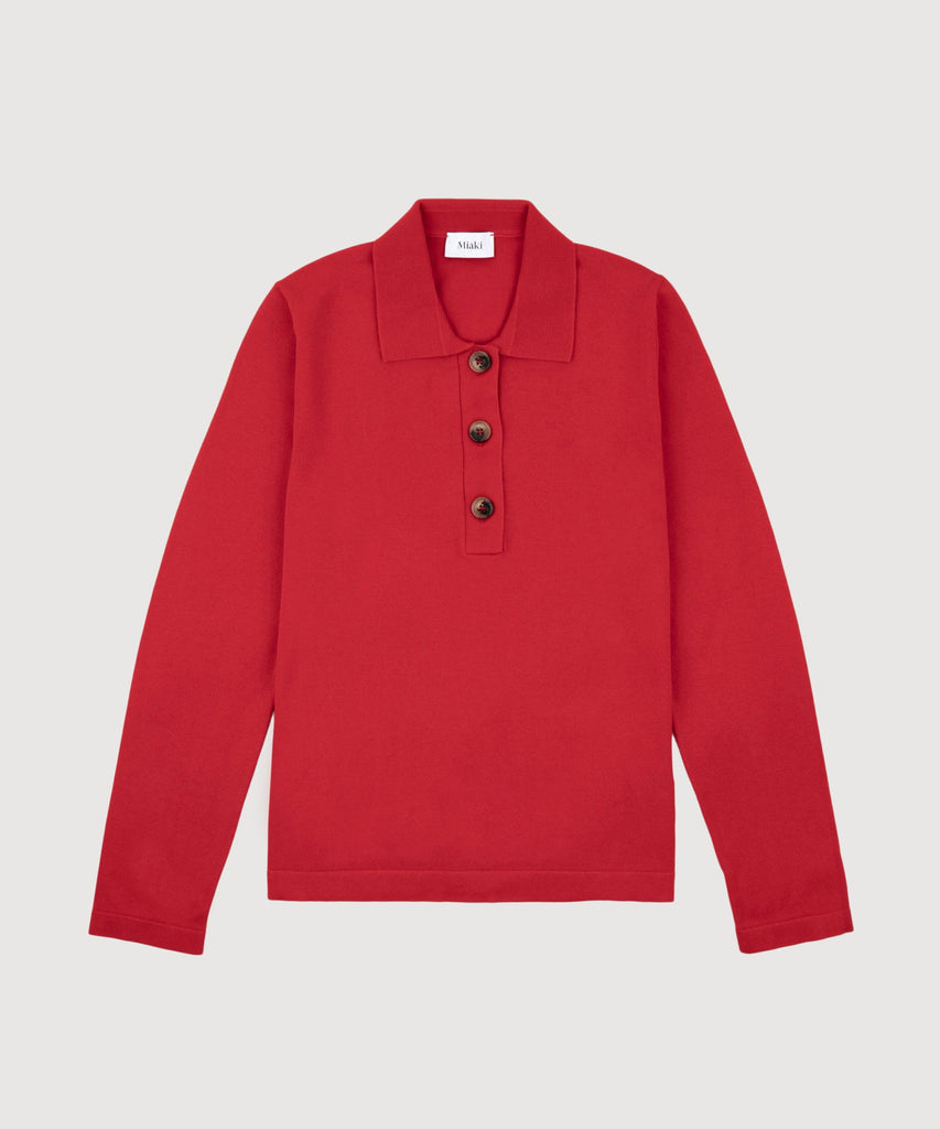 Red / XS Polo Cotton Sweater Miaki Swiss Made Womenswear