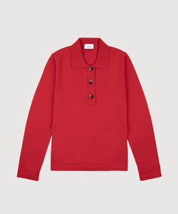 Red / XS Polo Cotton Sweater Miaki Swiss Made Womenswear