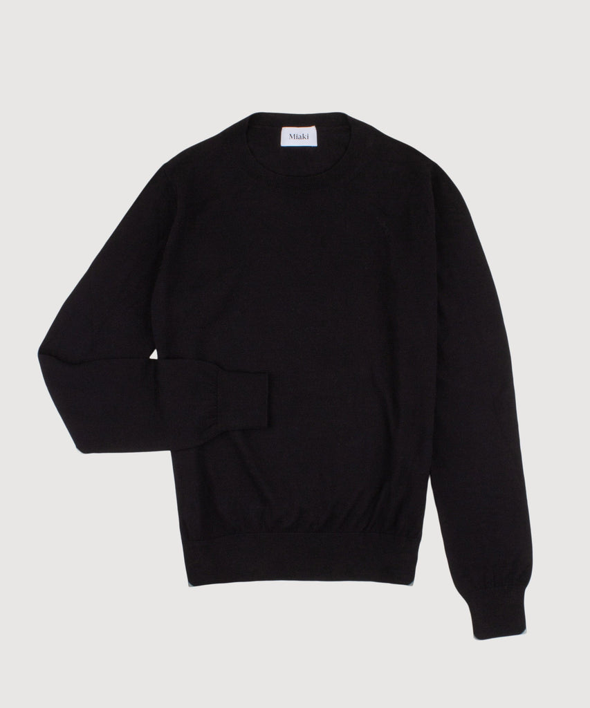 Black / XS Wool Roundneck Sweater Miaki Swiss Made Womenswear