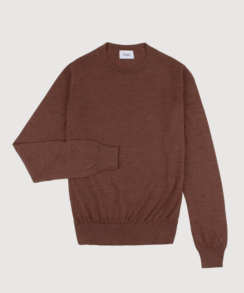 Brown / XS Wool Roundneck Sweater Miaki Swiss Made Womenswear