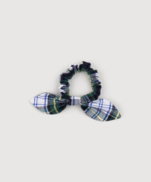 Blue Check / One Size Flannel Bow Scrunchie Miaki Swiss Made Womenswear