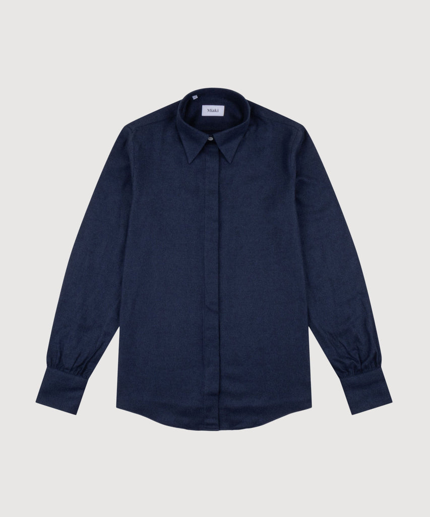 Everyday Herringbone Flannel Shirt Miaki Swiss Made Womenswear