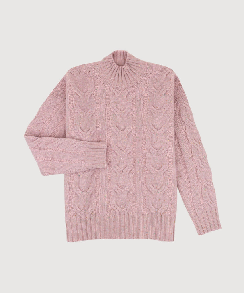 Rose / XS Relaxed Cable Knit Sweater Miaki Swiss Made Womenswear