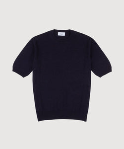 Navy / XS Short Sleeve Cashmere Sweater Miaki Swiss Made Womenswear