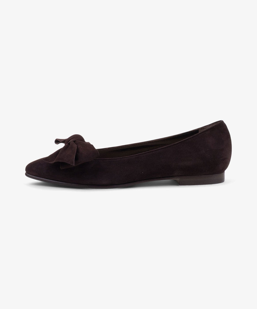 Brown / 36 Suede Bow Flats Miaki Swiss Made Womenswear
