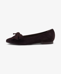 Brown / 36 Suede Bow Flats Miaki Swiss Made Womenswear