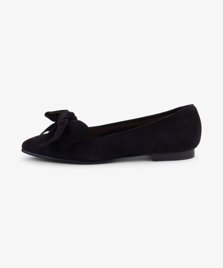 Black / 36 Suede Bow Flats Miaki Swiss Made Womenswear