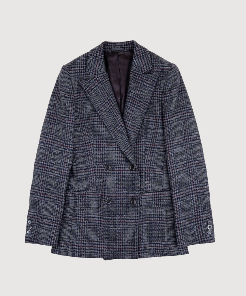 Double Breast Glencheck Blazer Miaki Swiss Made Womenswear