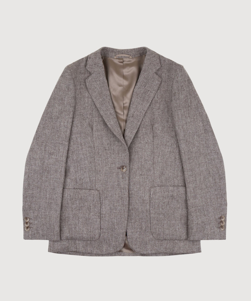 Relaxed Herringbone Tweed Blazer Miaki Swiss Made Womenswear