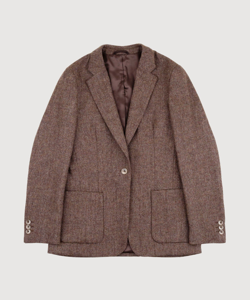 Relaxed Herringbone Tweed Blazer Miaki Swiss Made Womenswear