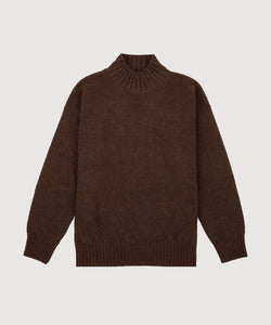 Dark Brown / XS Relaxed Mockneck Sweater Miaki Swiss Made Womenswear